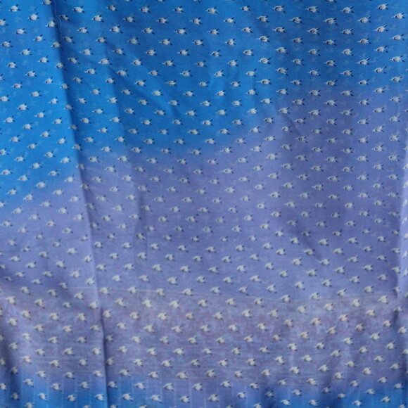 Vintage 1990s Indian Sari, Authentic Sky Blue Chiffon with a Floral Print Saree, - Picture 3 of 10